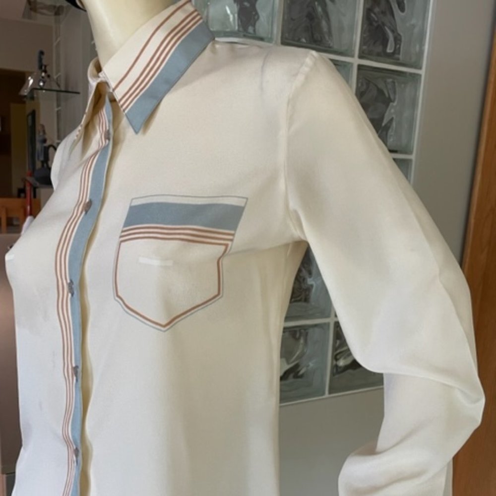 Vtg. SERGE NANCEL PARIS BLOUSE Long Sleeve, Button Down SIZE 42 Unique Graphics - Picture 5 of 9